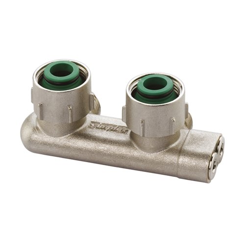 H-blok voor radiator, Comap, aansluitingen 1/2" x euroconus 3/4", haaks, omgekeerde aansluiting