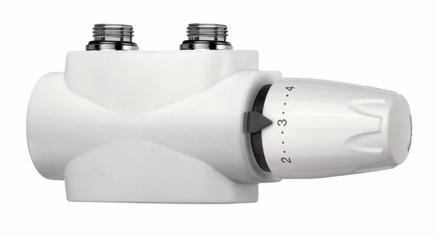 Kit de raccordement pour radiateur, IMI Heimeier Multilux 4, bloc en H bitube avec tête et cache design, pour raccordement mural, blanc
