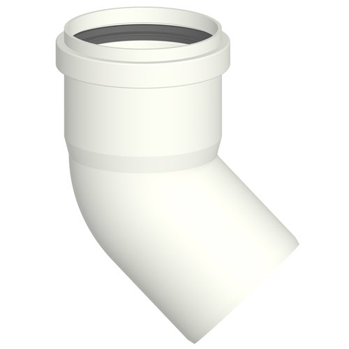 Bocht 45° enkelwandig PP, Stabile PAB, Ø 80 mm, wit