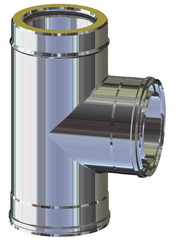 Té 90° double paroi inox, Stabile PD, Ø 130 mm