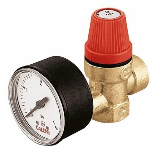 Soupape de sécurité chauffage, Caleffi, femelle 1/2", 3 bar, avec manomètre