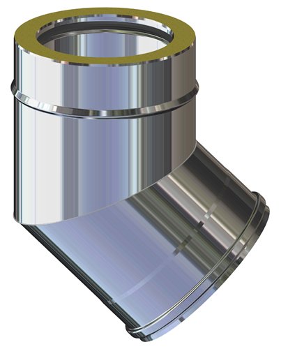 Coude 45° double paroi inox, Stabile PD, Ø 80 mm