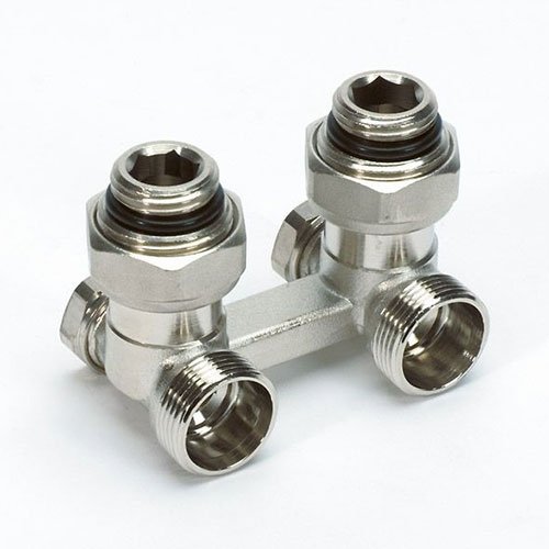 H-blok voor radiator, Begetube, aansluitingen 1/2" x euroconus, haaks