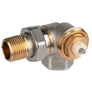 Thermostatische radiatorkraan dubbel haaks, Honeywell V2020, 3/8", rechts