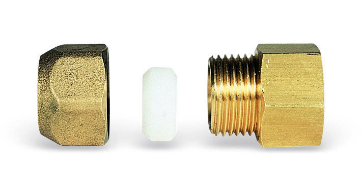 Raccord droit à bague pour mazout, Watts DF, femelle 1/2" x Ø 10 mm