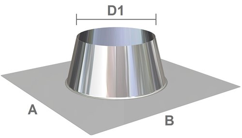 Plakplaat dubbelwandig inox voor plat dak, Stabile PD, Ø 130 mm