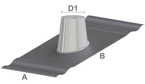 Solin de toit incliné simple paroi inox, Stabile PS, Ø 120 à 150 mm, pente 5 à 30°, Leadax