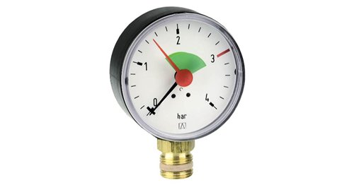 Manomètre à cadran, Euro-Index, Ø 63 mm, 0 à 4 bar, raccord radial 1/4"