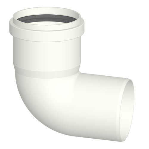 Bocht 87° enkelwandig PP, Stabile PAB, Ø 80 mm, wit