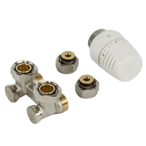 Kit de raccordement pour radiateur, Begetube, bloc en H et raccords M24 x 16 x 2 mm avec tête type 5000, pour raccordement mural