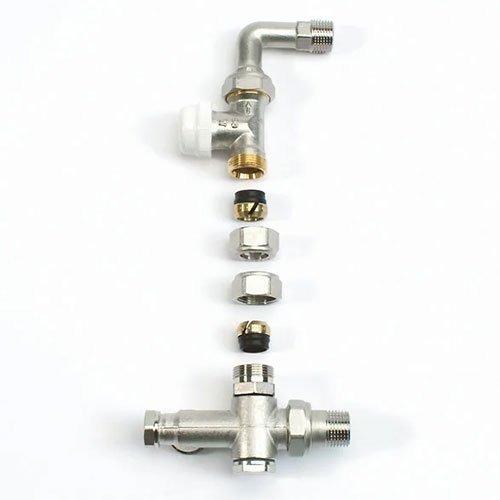 Driewegset voor radiator, Begetube, muuraansluiting, watervoeding 50 %