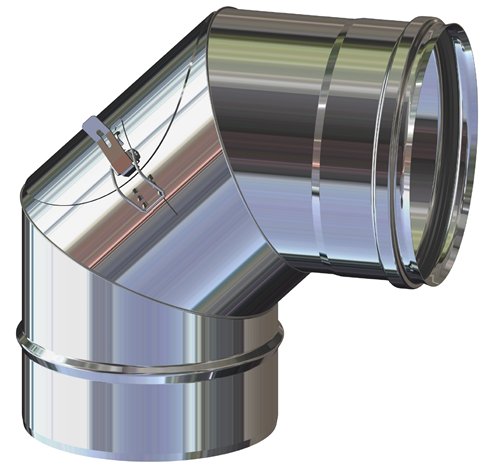 Coude 90° à porte de visite simple paroi inox, Stabile PS, Ø 80 mm