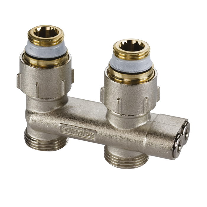 H-blok voor radiator, Comap, aansluitingen 1/2" x euroconus 3/4", recht, omgekeerde aansluiting