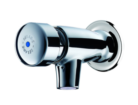 Robinet temporisé lavabo mural, Delabie TEMPOSTOP, mâle 1/2", chromé
