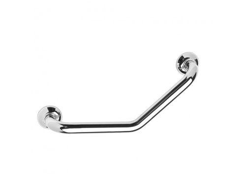 Barre d'appui coudée, Pellet, 135°, 200 x 200 mm, Ø 32 mm, laiton chromé