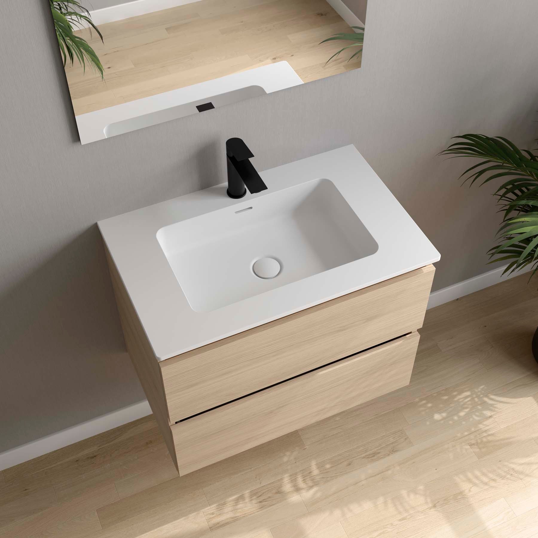 Plan vasque en solid surface, Salgar Naila, 70 x 45 cm, blanc