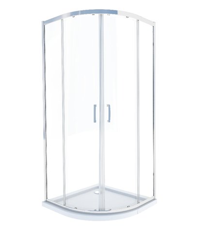 Porte de douche quart de rond coulissante, Waterfront Neo, 90 x 90 cm, verre transparent 6 mm, profilé chromé