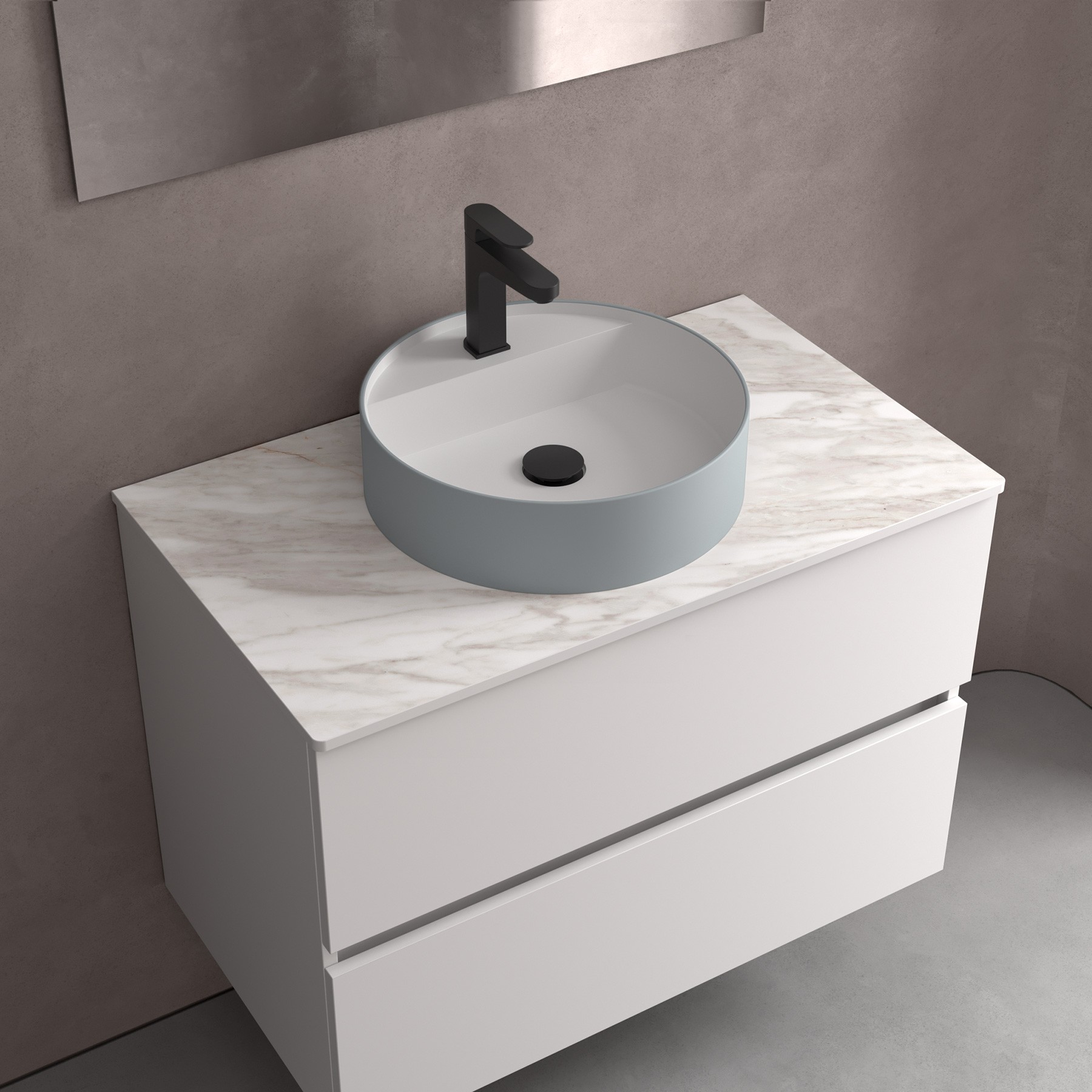 Vasque à poser en solid surface, Salgar Bica, Ø 39 cm, Blue Fog