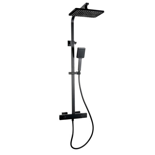 Regendoucheset met thermostaatkraan, Clever Nine Xtreme, hoofddouche 260 x 190 mm, mat zwart