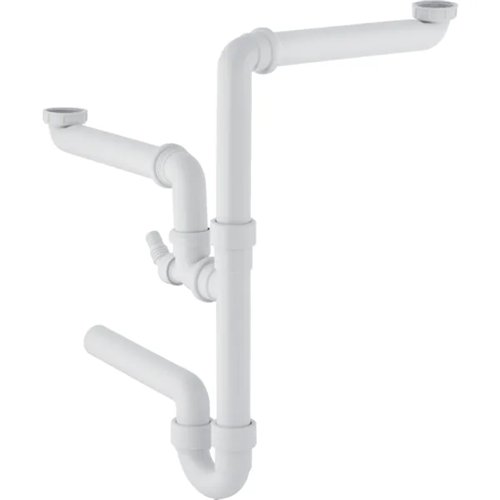 Siphon tubulaire pour évier à 2 bacs, Geberit, 6/4" x Ø 40 mm, avec embout pour machine