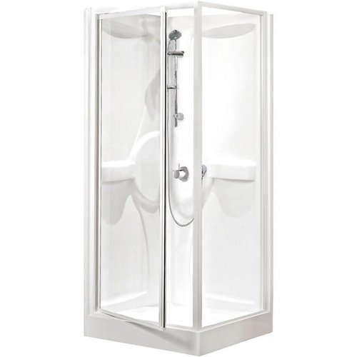 Complete douchecabine met draaideur, Novellini Media G, 90 x 90 cm, thermostaatkraan, helder glas