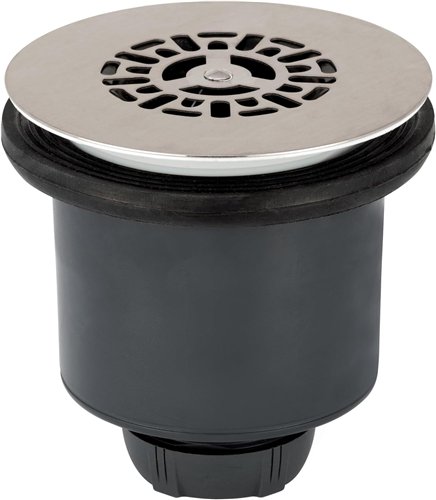 Siphon de douche à sortie verticale, Wirquin Tourbillon, Ø 90 mm, grille inox brossé