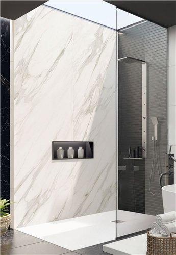 Paroi de douche walk-in, Waterfront CWR, largeur 140 cm, verre transparent 10 mm, profilé chromé