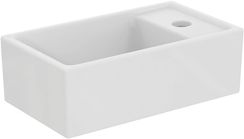 Handwasbakje in keramiek, Ideal Standard i.life S, breedte 35 cm, kraangat rechts