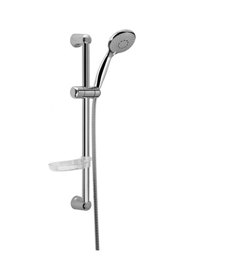 Doucheset met glijstang, Fiore Idro Plus, 3 straalsoorten, glijstang 620 mm, met zeepschaal, verchroomd