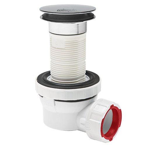 Vidage de lavabo avec siphon extra-plat, Wirquin NANO 6.7, Ø 32 mm, bonde clic-clac pour plan vasque, chromé
