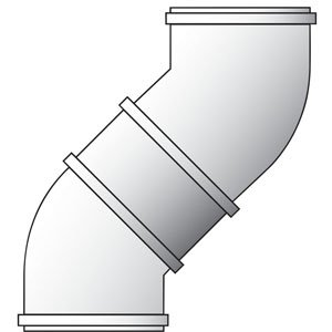 Concentrische bocht 45° aluminium, Bulex, Ø 60/100 mm, per stuk