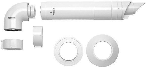 Concentrische geveldoorvoerset aluminium, Vaillant, Ø 80/125 mm, met bocht