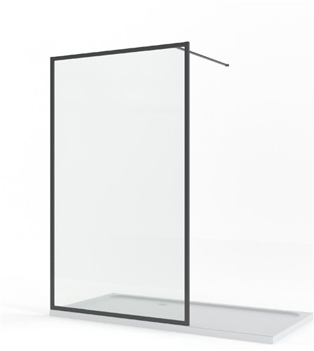 Paroi de douche walk-in, Waterfront CWR Edge, largeur 160 cm, verre transparent 8 mm, profilé noir mat