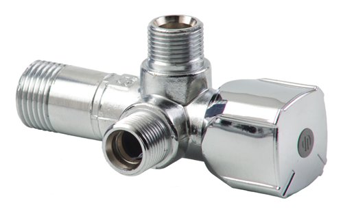 Hoekstopkraan met 2 uitgangen, Arco A-80 Twin, 1/2" x 3/8" x 3/8"