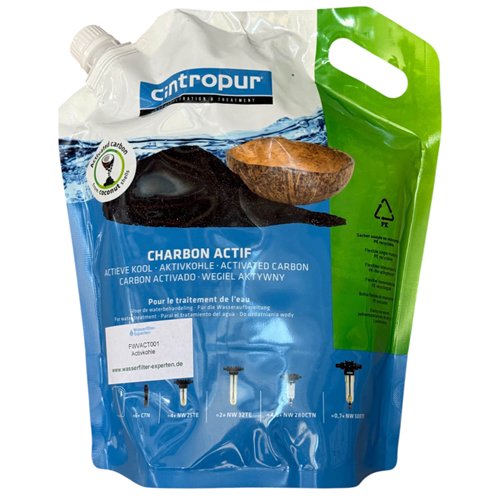 Actieve kool voor waterfilter, Cintropur, kokosnoot, zakje van 3,4 L