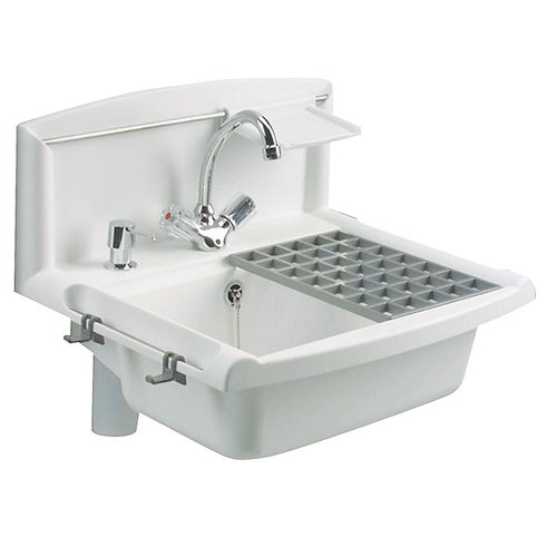 Vidoir synthétique à dosseret, Nicoll, multifonction avec porte-serviettes et porte-savon