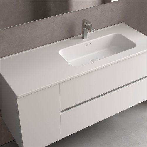 Plan vasque en céramique, Salgar Constanza, 91 x 46 cm, pour coquette à gauche, blanc mat