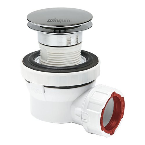 Vidage de lavabo avec siphon extra-plat, Wirquin NANO 6.7, Ø 32 mm, bonde à écoulement libre, chromé
