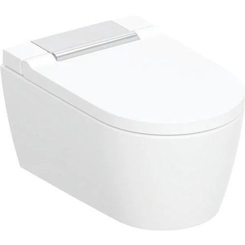 WC lavant suspendu, Geberit AquaClean Sela, couvercle chromé brillant