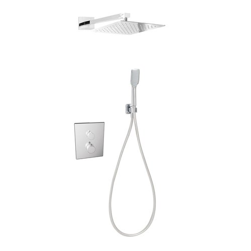 Système de douche encastré thermostatique, Clever Up! Urban, 2 sorties, douche de tête 250 x 250 mm, chromé
