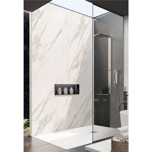Receveur de douche extra-plat en composite, Waterfront Slate, 120 x 100 cm, blanc