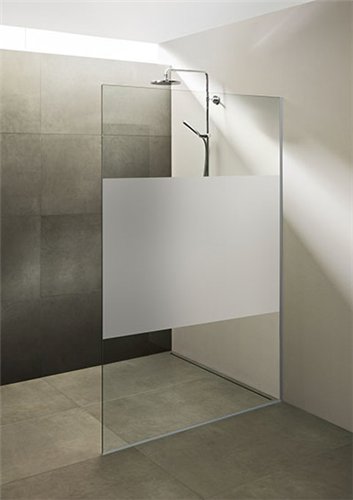 Inloopdouchewand, Waterfront CWR, breedte 160 cm, glas met gezandstraalde zone 10 mm, verchroomd profiel