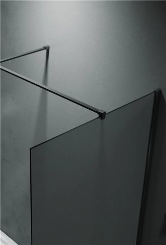 Inloopdouchewand, Waterfront CWR, breedte 90 cm, rookglas 10 mm, mat zwart profiel