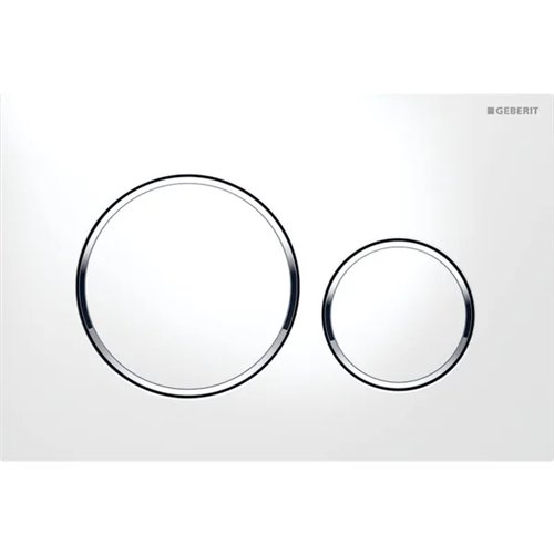 Plaque de commande WC double touche, Geberit Sigma20, blanc/chromé brillant