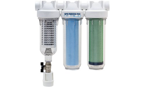 Filtre à eau triplex, BPO Parisse, 3/4", cartouches AB + AN + CA