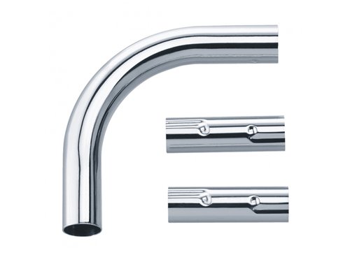 Coude pour tringle de douche en kit, Pellet, 90°, 100 x 100 mm, Ø 20 mm, avec 2 manchons, laiton chromé