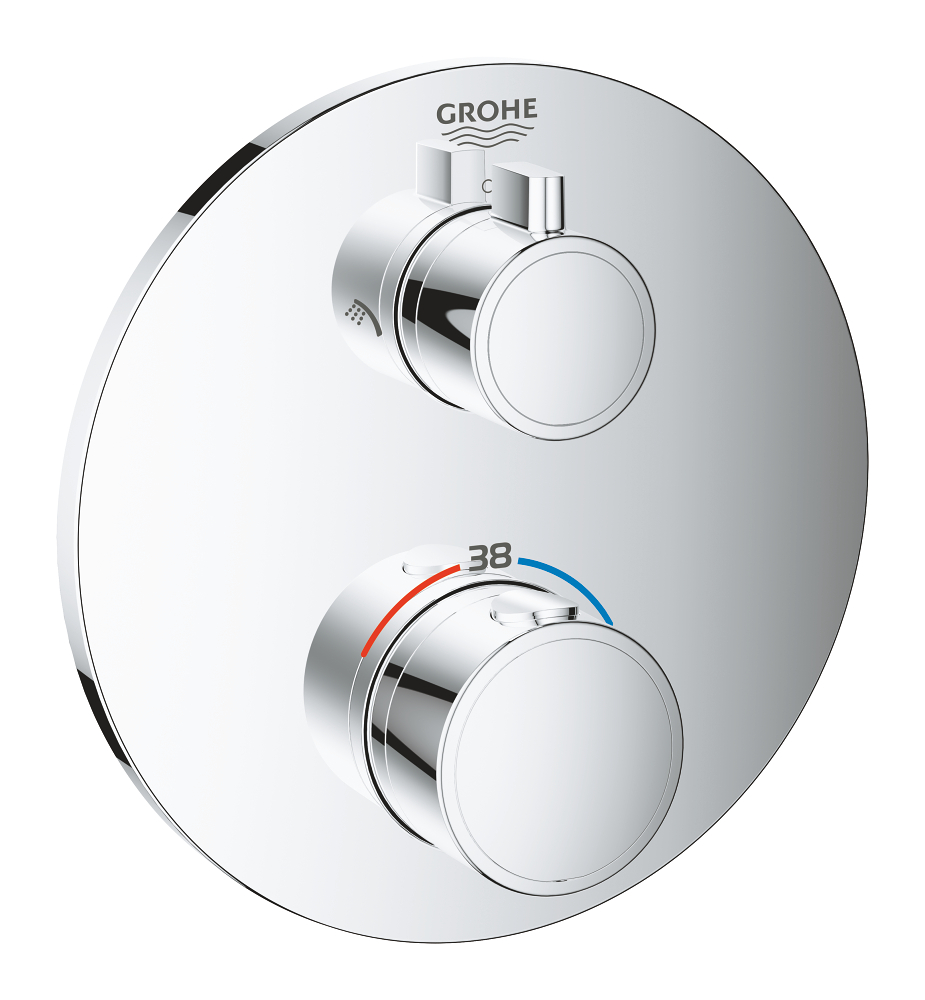 Set de finition pour thermostatique encastré, GROHE Grohtherm, 2 sorties, chromé
