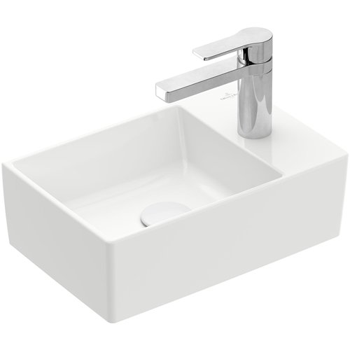Lave-mains en céramique, Villeroy & Boch Memento 2.0, largeur 40 cm, trou de robinet au centre
