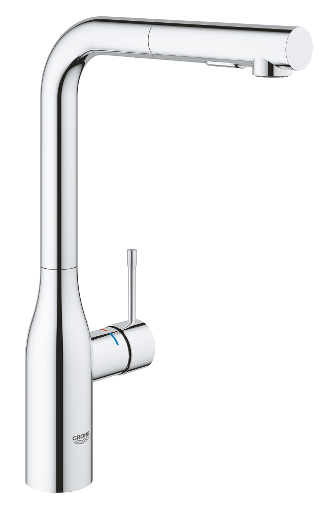 Keukenkraan met uittrekbare handdouche, GROHE Essence, L-uitloop, verchroomd