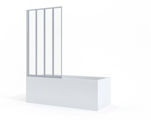 Pare-baignoire pliant, Waterfront Neo, 4 volets, largeur 85 cm, hauteur 140 cm, verre transparent 4 mm, profilé chromé